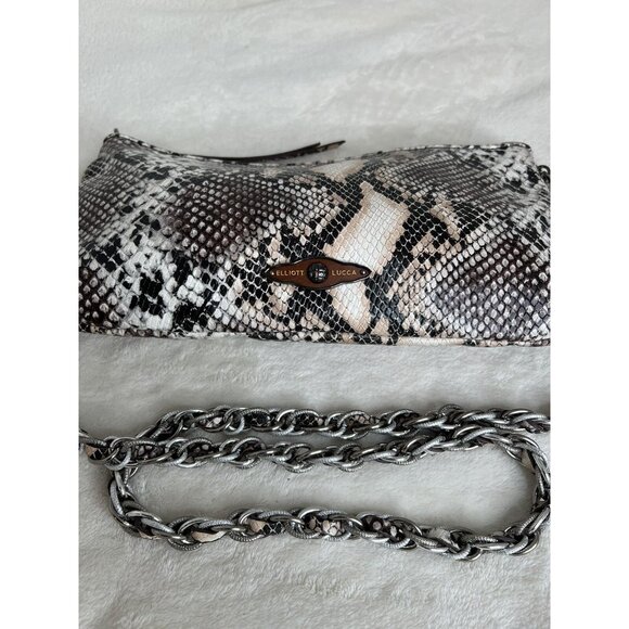 Elliott Lucca Faux Snakeskin Clutch Crossbody Bag With Chain Strap - Picture 2 of 10